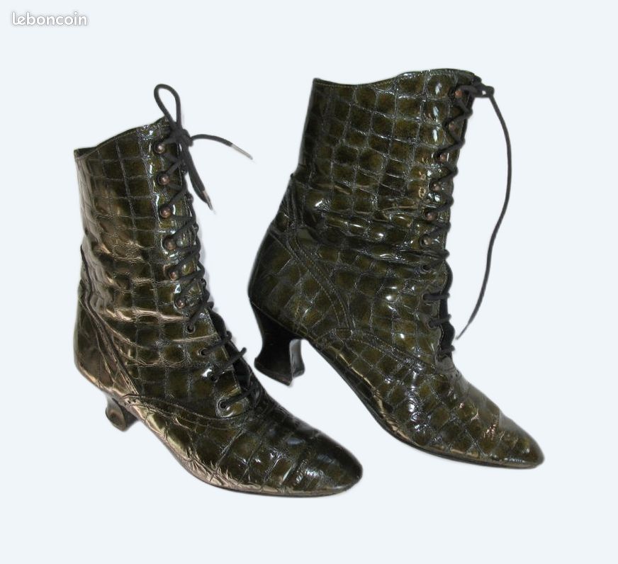 Chaussure Bottines Retro Talon Bobine Bottines Originales à Lacets