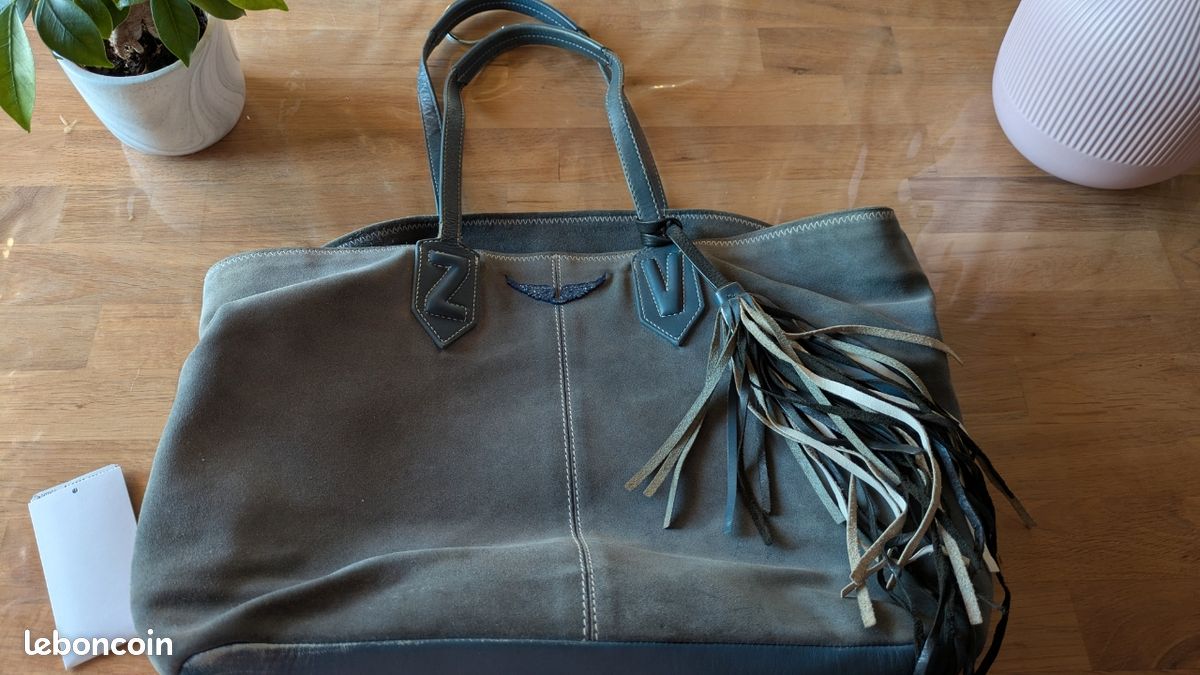 Sac cabas Zadig et Voltaire mick suède bleu (image 2)