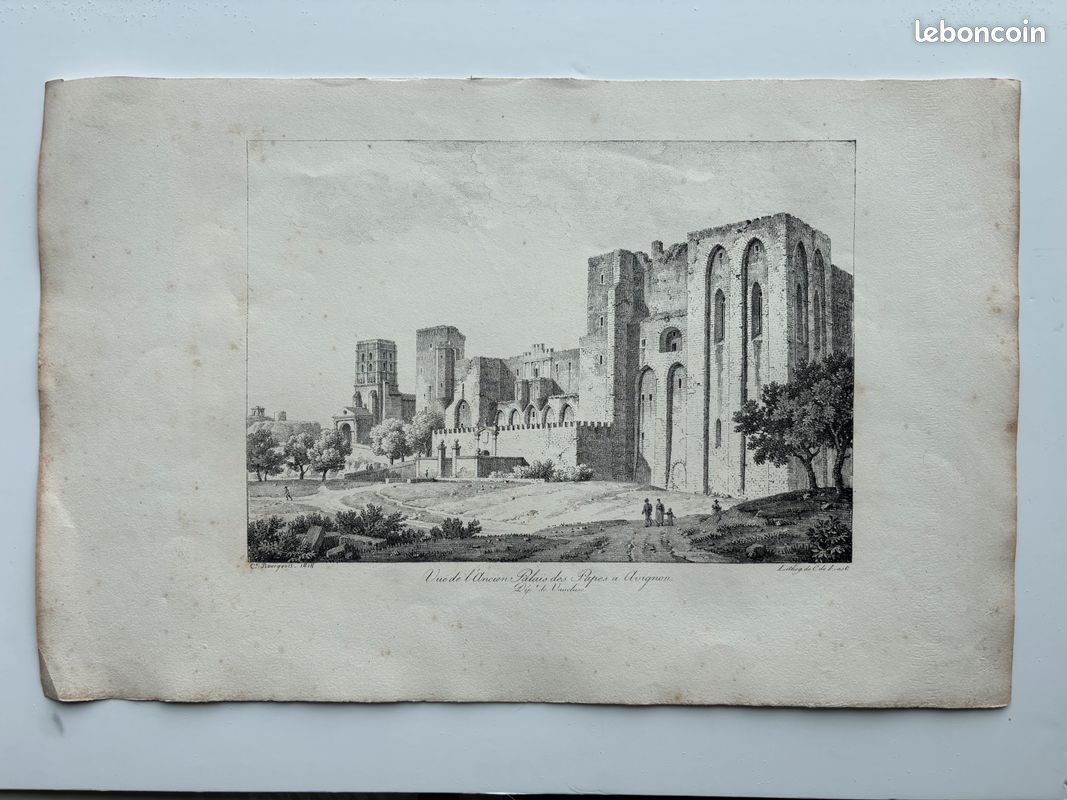 Gravure Avignon Palais des Papes 1818 (image 1)