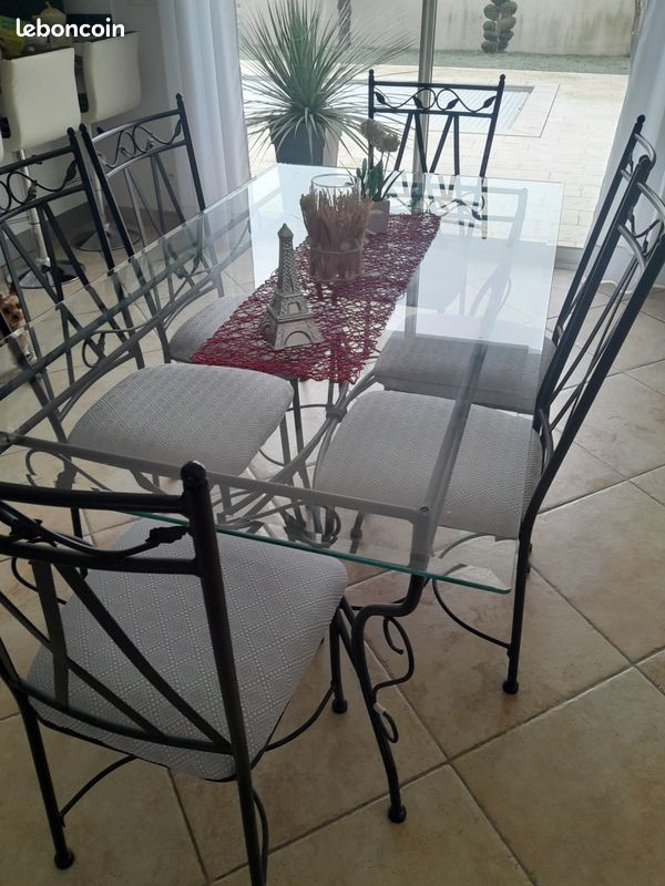 Table de salon et 6 chaises fer forge (image 2)
