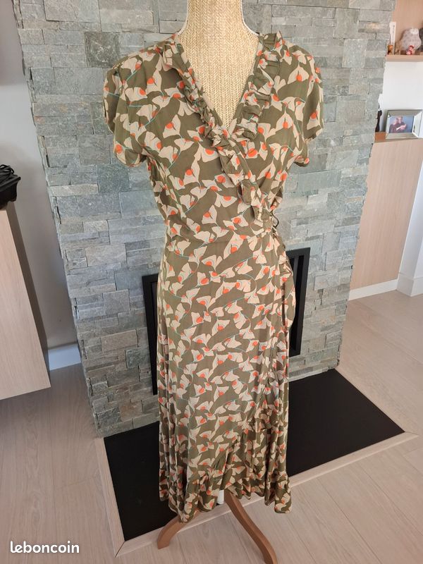 Palme Robe longue cache coeur kaki à motifs Taille S/M (image 1)