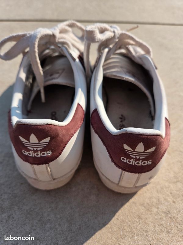 Adidas superstar 36 2/3 blanches et bordeaux - Chaussures