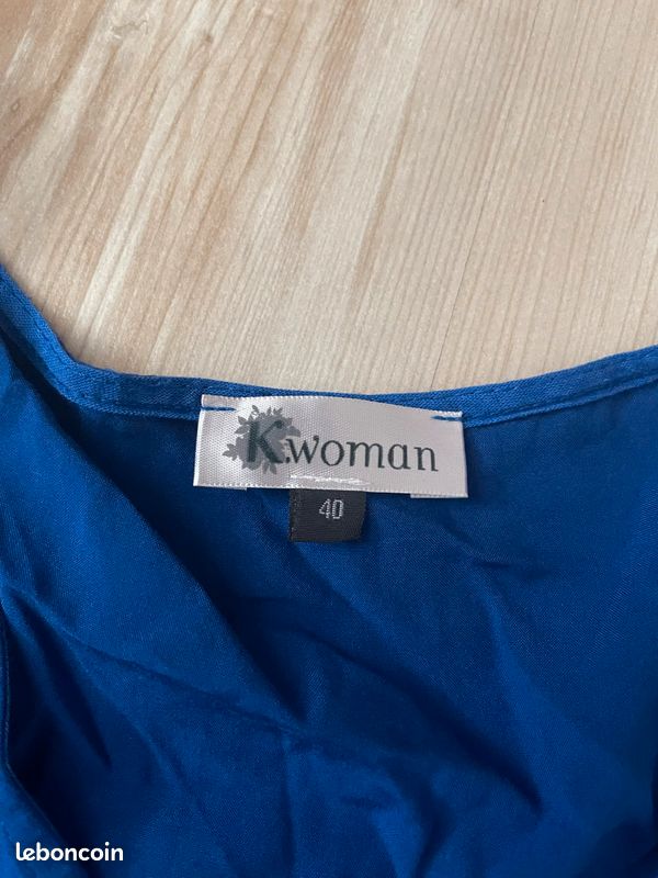 Combi-short bleu avec ceinture blanche avec détail argenté (image 2)