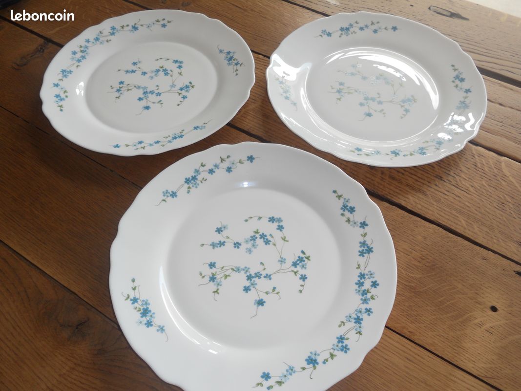 VINTAGE ARCOPAL - 3 Plat de service Myosotis Véronica - Lot n°3 (image 3)