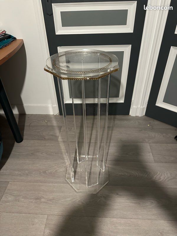 Colonne d'exposition Plexiglas H 80 cm - Plateau rotatif (image 1)