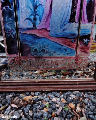 Miroir Mural Art Nouveau Mucha - Allégorie Printemps, Sérigraphie 34x18 Cm