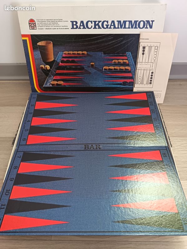 Jeu de backgammon vintage CRISLOID complet avec pièces