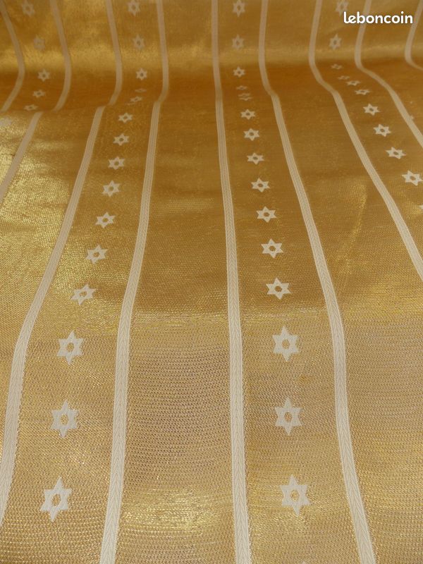 Tissu Vintage Blanc Doré Mou - 3 Mètres De Long X 1.45 M De Large - Occasion - Longue Pièce