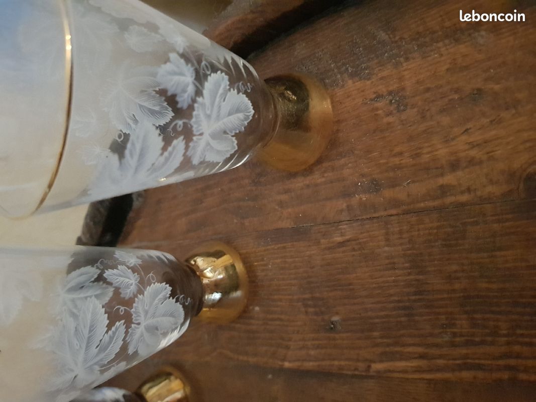 Serie de 6 verres tres anciens avec dorure pour collectionneur (image 3)