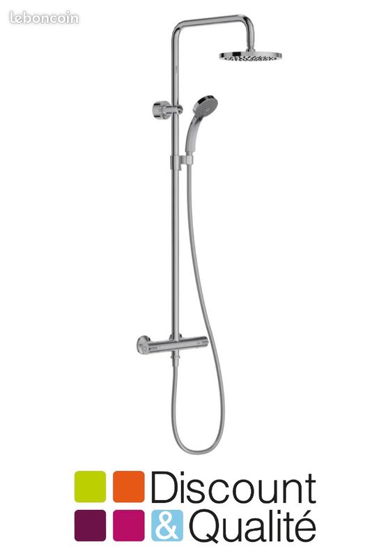 Jacob Delafon - Pack Robinetterie Douche Encastrée Thermostatique MODULO - Kit Tout-en-Un - Tête Ronde 25cm, Douchette 5 Jets - Finition Chrome - E30758-CP