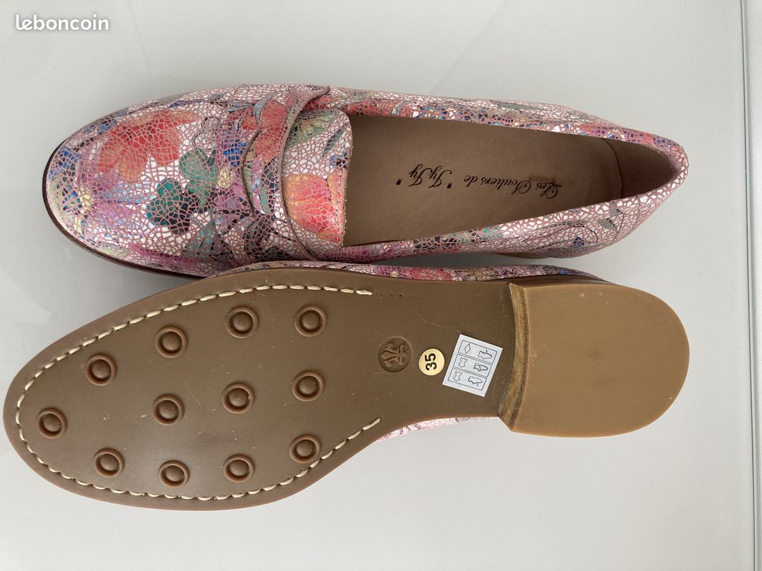 Mocassins – Cuir effet mosaïque – Les souliers de Jy Jy – Neuves – 49 euros (image 3)