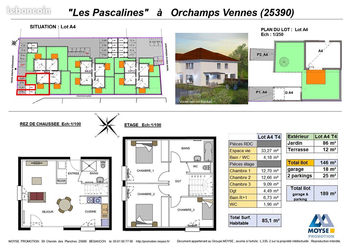 Appartement 4 pièces 85 m² · à Orchamps-Vennes · 85 m² · 291 000 €