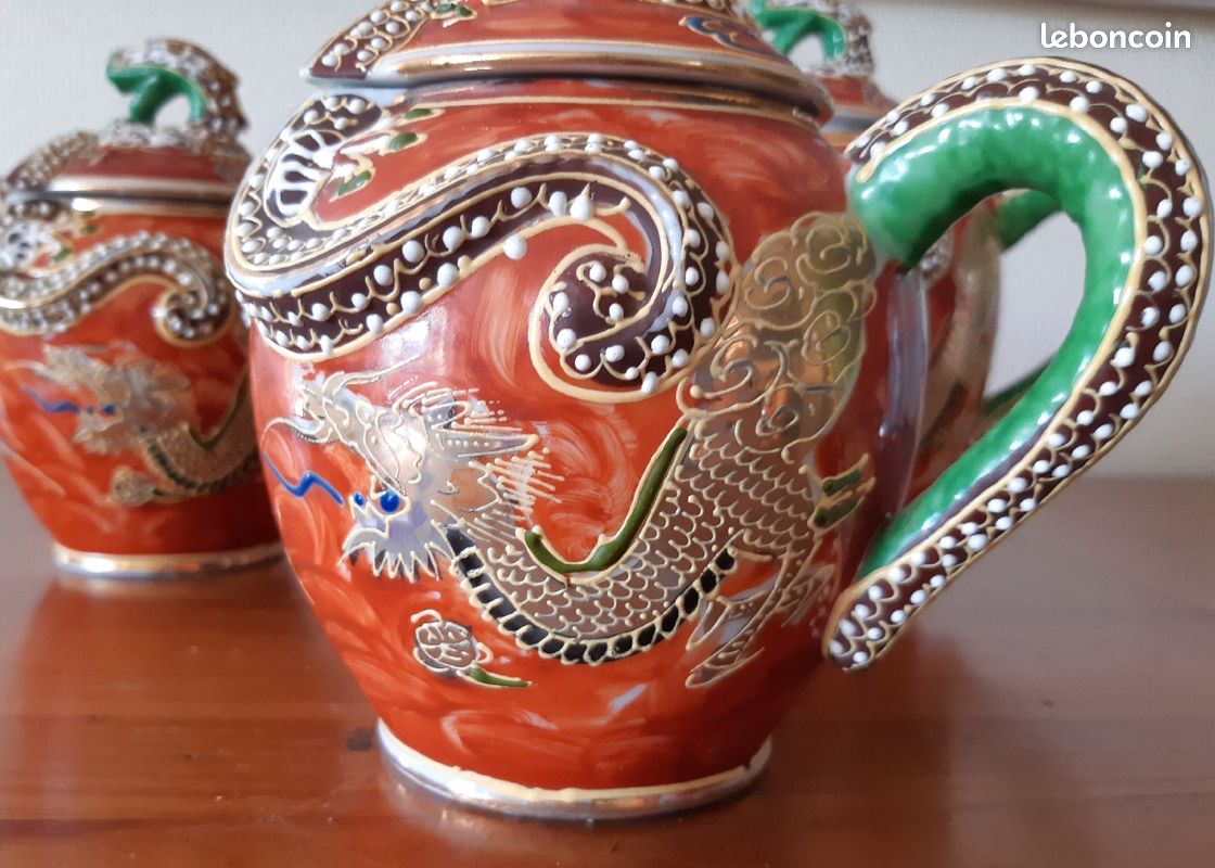 Service à thé, porcelaine du Japon, 3 pièces TBE (image 6)