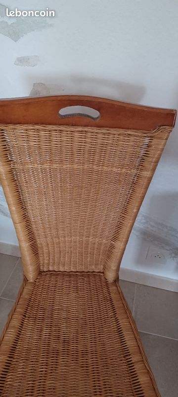 4 Chaises bois et rotin (image 2)