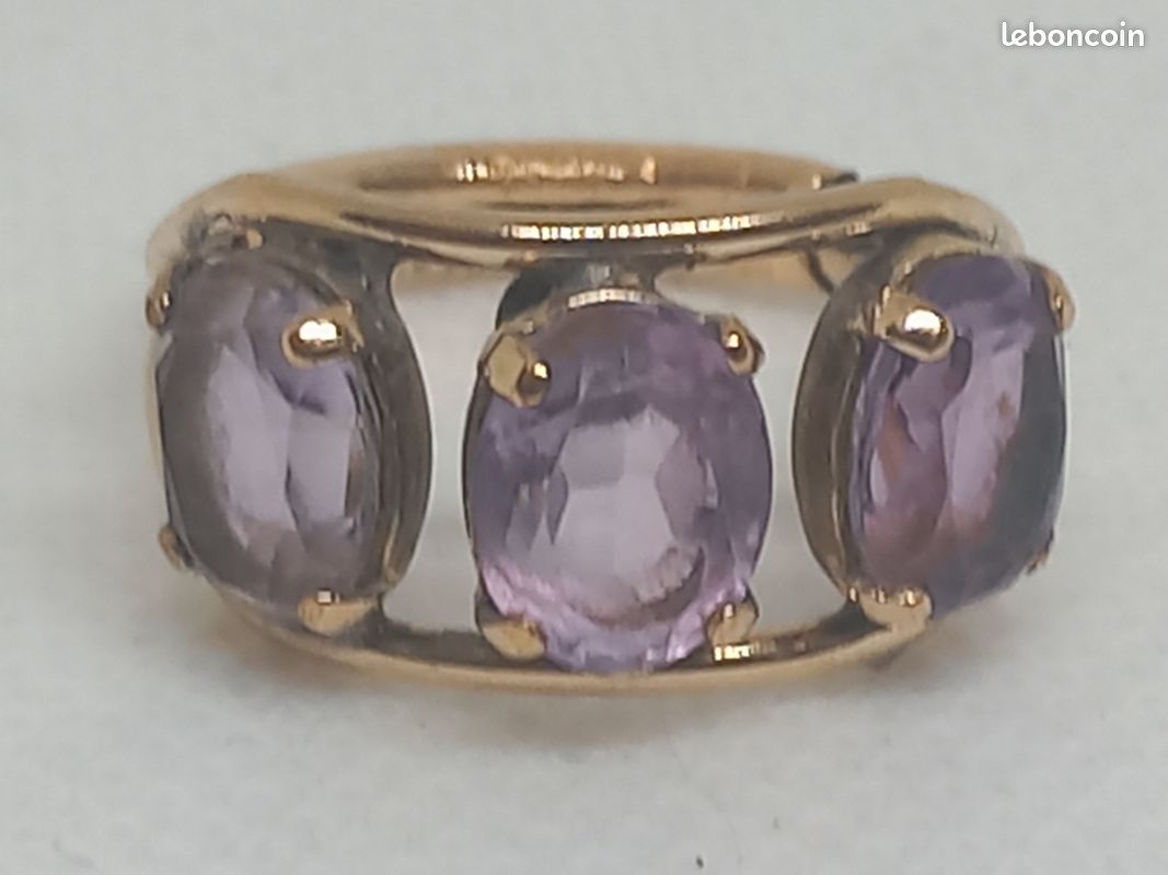 Bague Mystica en or 12 carats sertie de 3 améthystes (image 4)