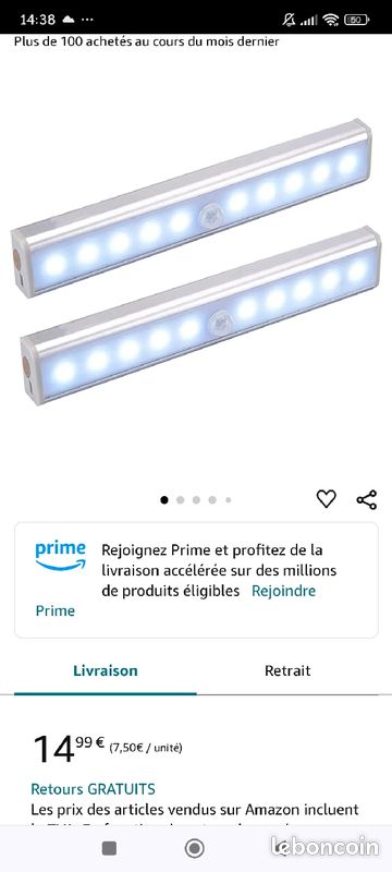 Lampe led a détecteur mouvement interieur (image 2)