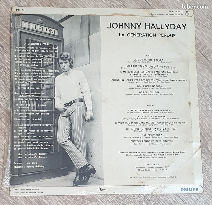 Vinyle Johnny Hallyday 33 tours la génération perdue (image 2)