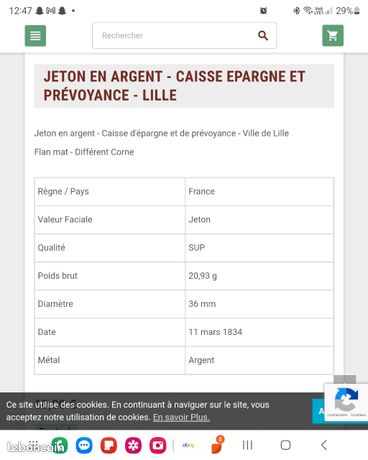Jeton De Caisse Caisse D’Epargne & Prévoyance 1834 Lille - Référence P1332/68 - Objet Historique