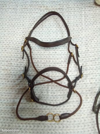 Ancien Licol En Cuir Et Laiton Pour Cheval - Taille Draft (occasion)