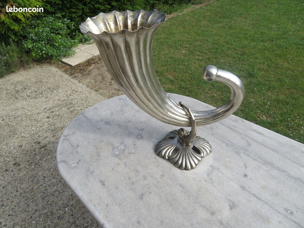 Bride De Coiffe Vintage Broken Horn, Corne Cassée, Argent Sterling Et Bronze