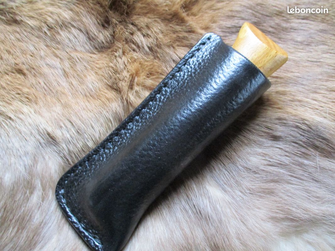 Etui en Cuir noir Foulonné(peaux d'orange) pour l'opinel n°10 non Customisé pour Droitier (image 6)