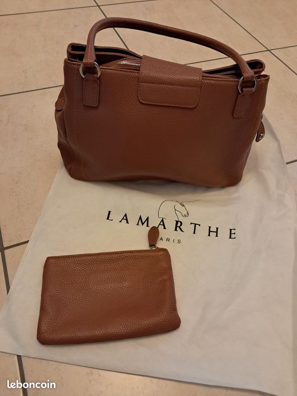 Sac à Main De Soirée Lamarthe Paris - Cuir Marron Doré/Argenté - Embrayage Avec Étiquette Neuf - Pour Fête & Événement