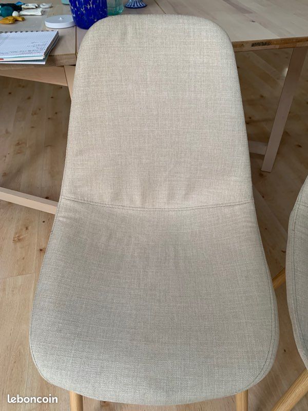 2 Chaises style scandinave en tissu beige (image 4)