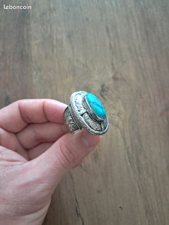 Bague Ancienne En Argent Afghan - Taille 60, Chevalière Ronde, Argent Sterling 925 - Occasion