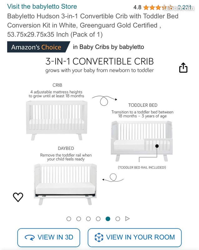Convertible bed crib baby to toddler to 5years (image 4)
