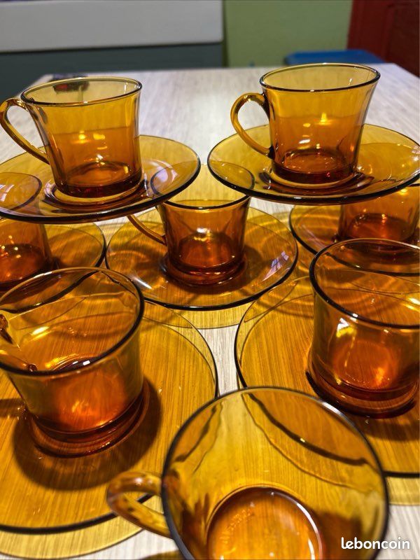 Service à Café Duralex Ambre - Pot à Lait Et Tasses, Verre, Neuf Avec Petit Défaut Possible