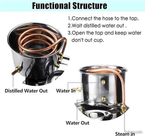 JIM-7329026536960-Distillateur d'eau 22L en acier inoxydable Kit de brassage de vin fait maison JIM-7329026536960-Distillateur d'eau 22L en acier inoxydable Kit de brassage de vin fait maison