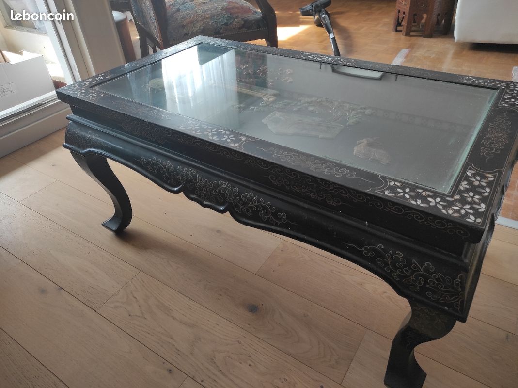 Table chinoise avec plateau vitre (image 1)
