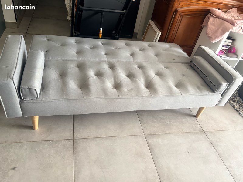 Canapé lit enfant gris 2m de longueur par 1m de largeur déplié (image 6)