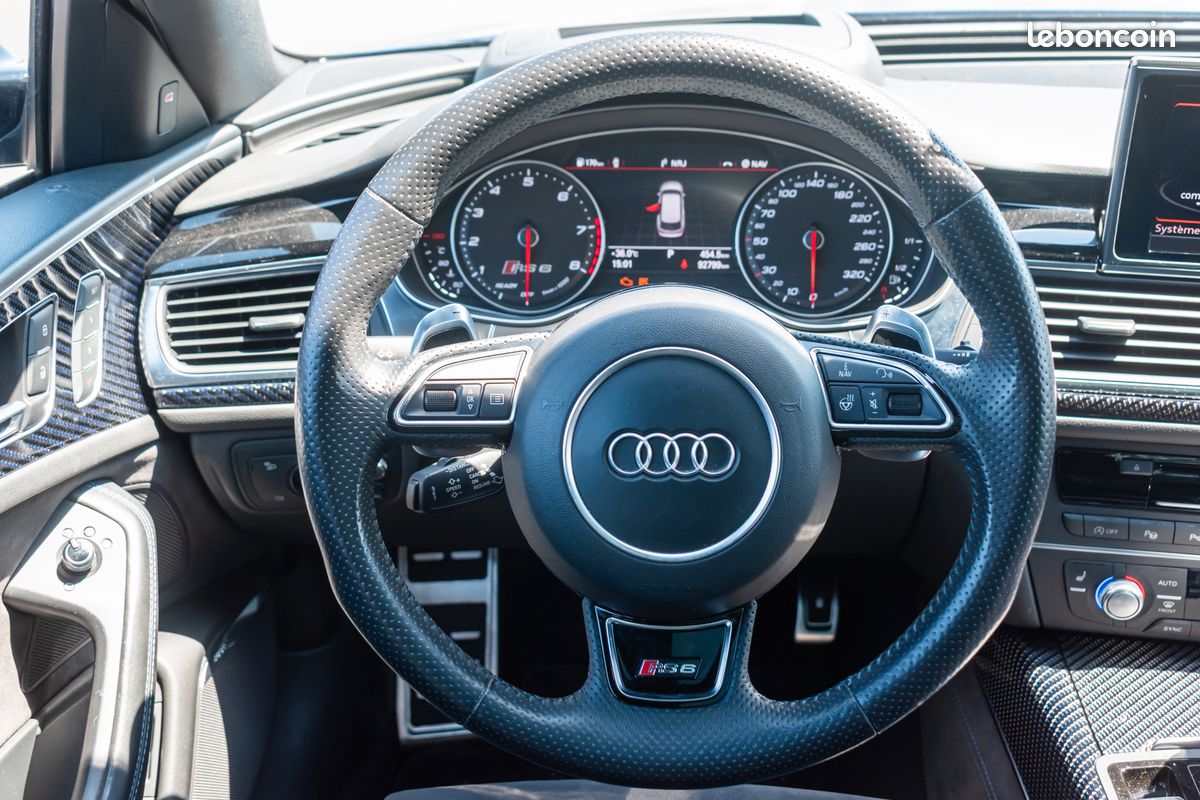 Audi RS6 C7 Performance 605 CH Pack Dynamique Plus - Bleu Ascari - Pack carbone int (image 7)