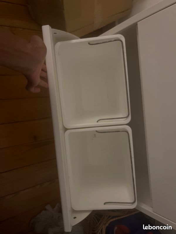 Meuble blanc couloir cuisine rangement poubelle 4 compartiment (image 6)