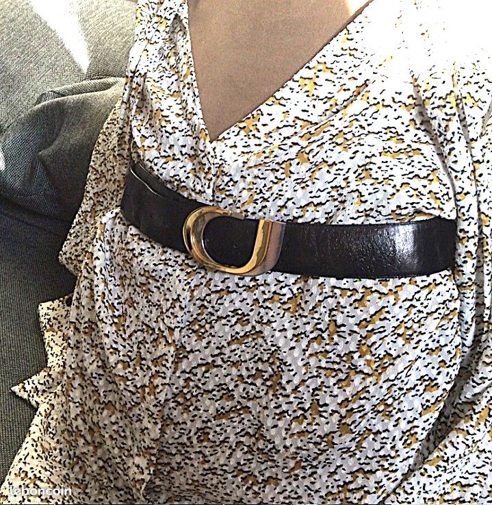 Ceinture En Cuir CHARLES JOURDAN Taille 85 - Noire, à Boucle, Neuf Sans étiquette