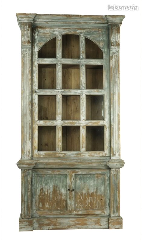 Buffet vitrine en bois Peint Vintage - Livraison OFFERTE (image 4)