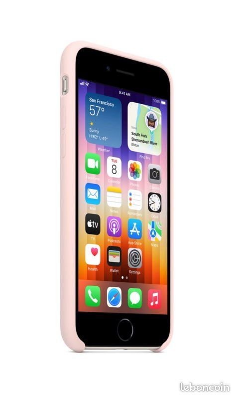 Coque silicone iPhone SE - Rose craie (image 6)