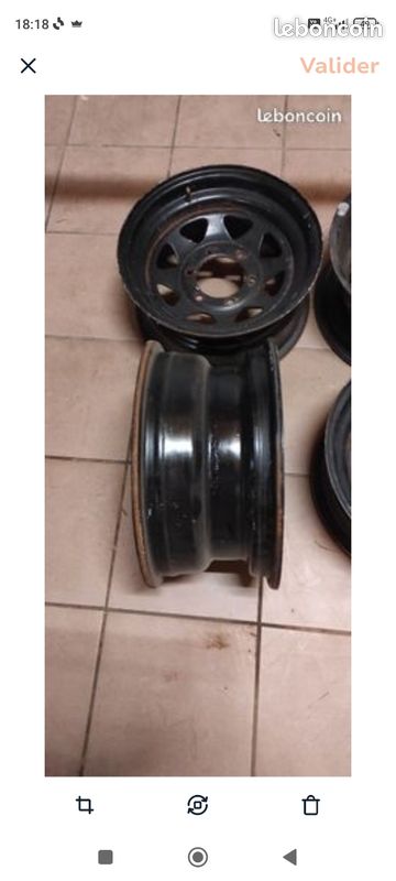 Vends lot de 4 Jantes tôles 15 pouces 6 trous de fixation avec valves (image 2)