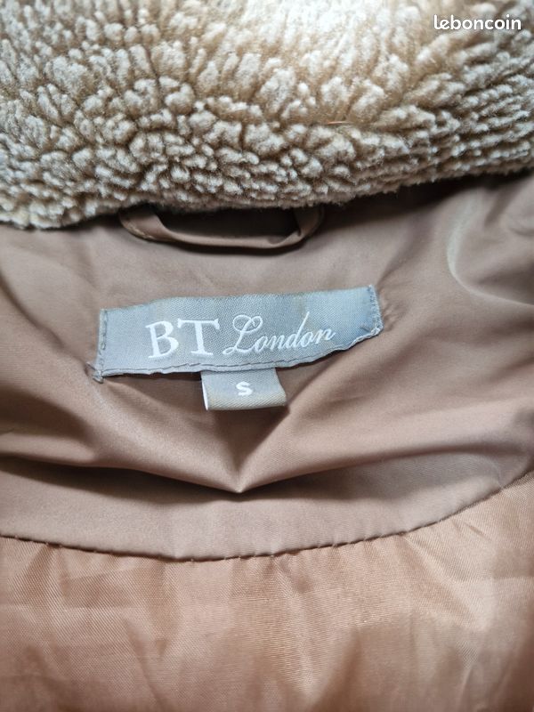 Doudoune femme BT London taille S – Beige/taupe – Capuche fourrure – Bon état (image 3)