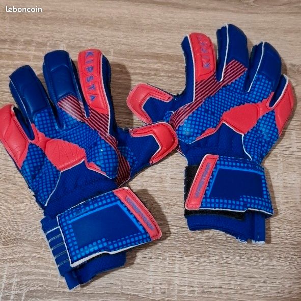 Gants de football Decathlon enfant F500 Taille bleu et rouge
