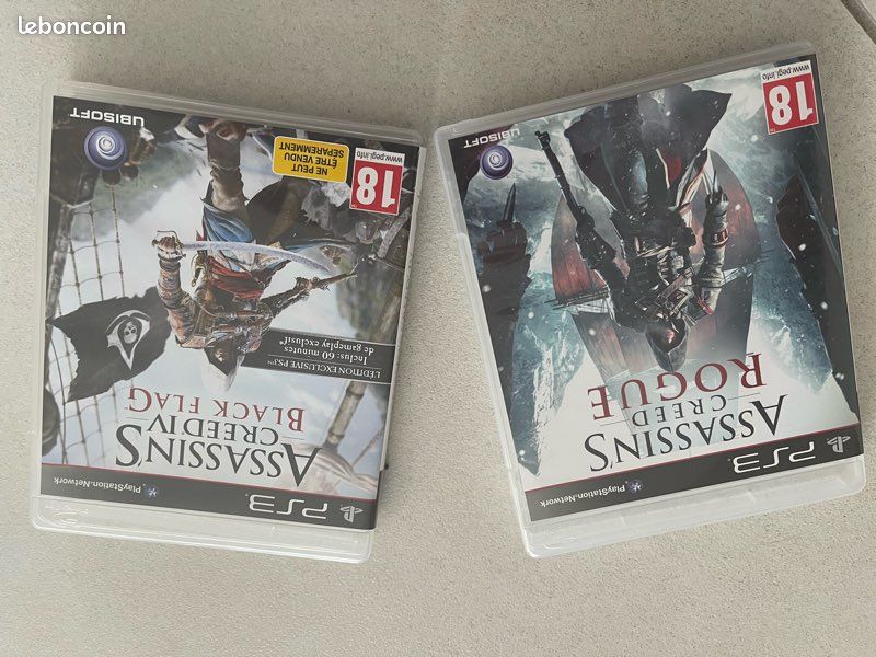 Lot Jeux PS3 Assassin’s Creed (Rogue et IV Black Flag) (image 1)