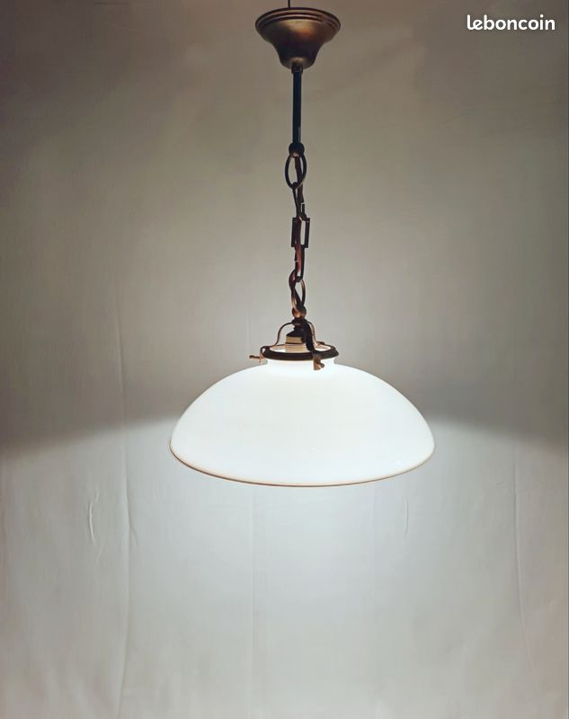 Suspension/plafonnier vintage opaline blanc (image 1)