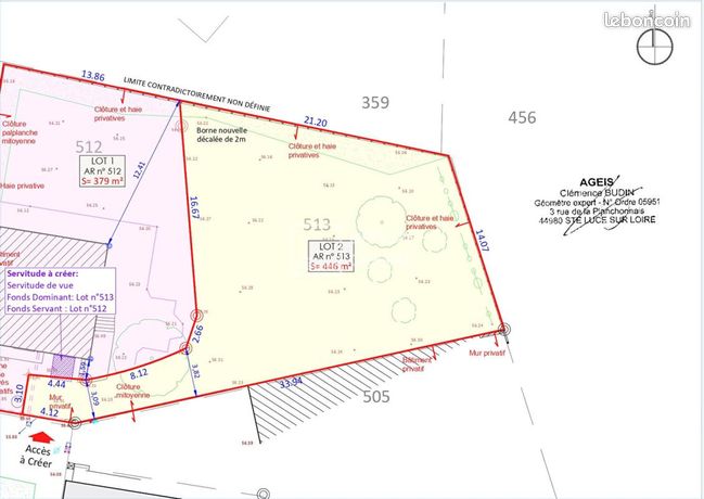 Terrain 446 m² Vern Sur Seiche