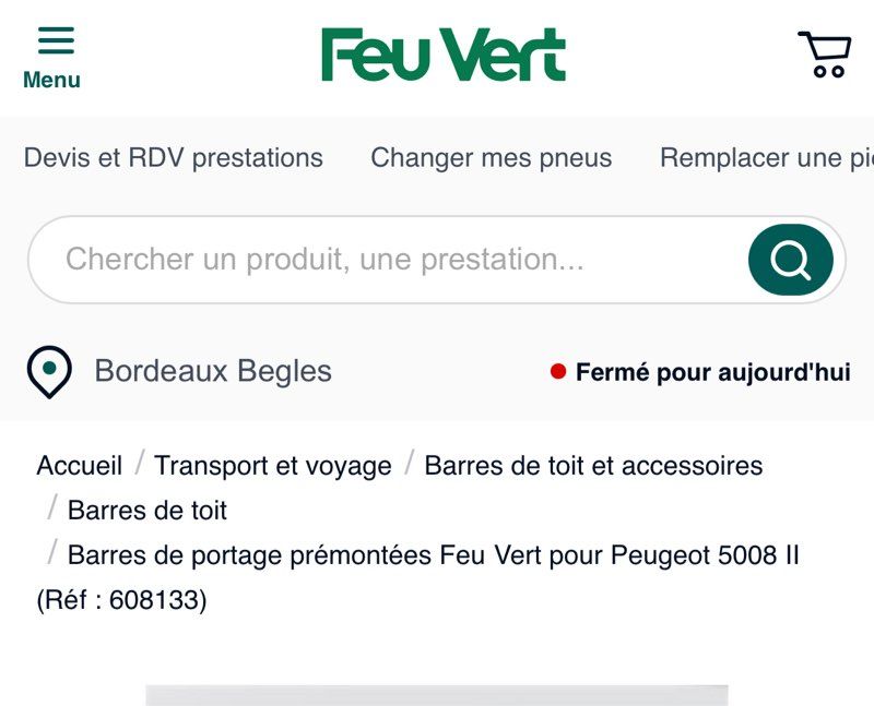 Barres de portage prémontées Feu Vert pour Peugeot 5008 II - Feu Vert