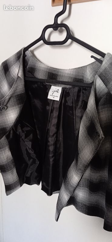 Veste Courte Hiver Noir Et Blanc - Taille 40 - Style Pied-de-poule - Mystic
