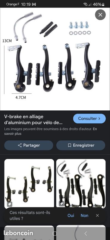 Frein V-brake Vélo 108 Mm – Longs Bras En Alliage Alu, Montage Creux – Lot De 2 ?