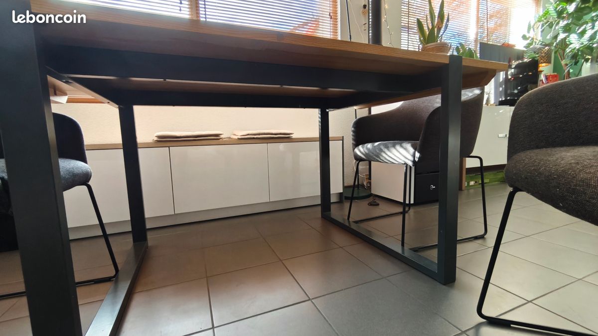 Table de séjour pour salle à manger en Frêne massif - Bois et Métal (image 3)