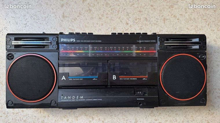 Ghetto Blaster Philips D8334 TANDEM – Vintage, Pour Pièces Ou Réparation (ne Fonctionne Pas)