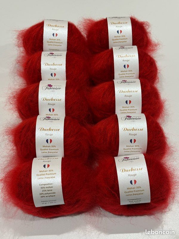 Lot De 2x1g De Poil Mohair Bordeaux - Pour Tricot, Broderie Ou Création De Mouches